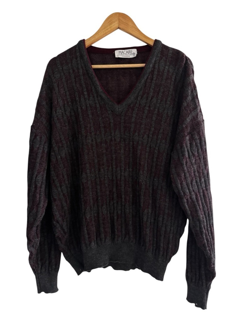 Vintage MacAire Merino Wool V Neck Sweater XL
